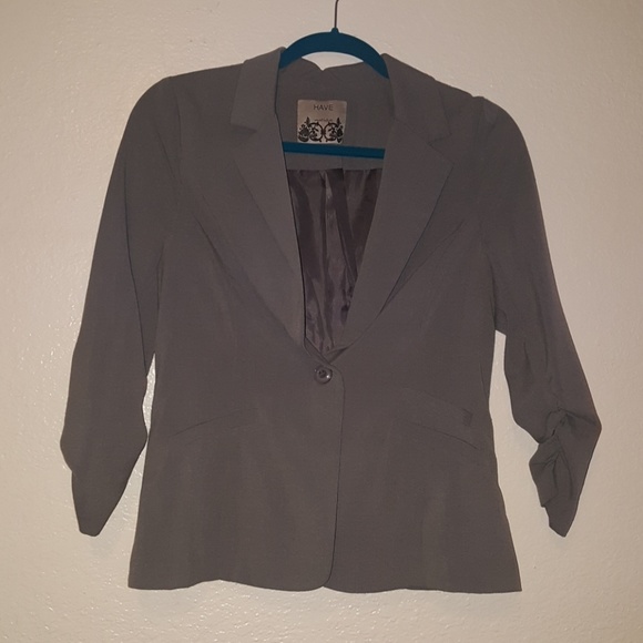 Charcol Gray Blazer with 3/4 Sleeves - Picture 4 of 5